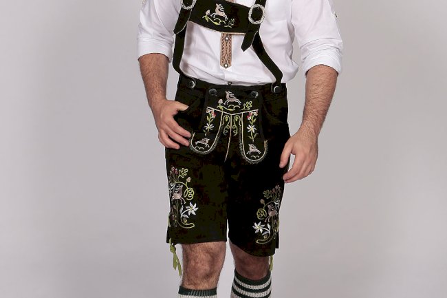 What is the historical significance of lederhosen in Bavarian and Alpine culture, and how are they traditionally worn today?